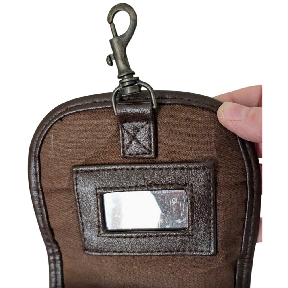 Small Brown Leather Patchwork Backpack Purse Boho… - image 6